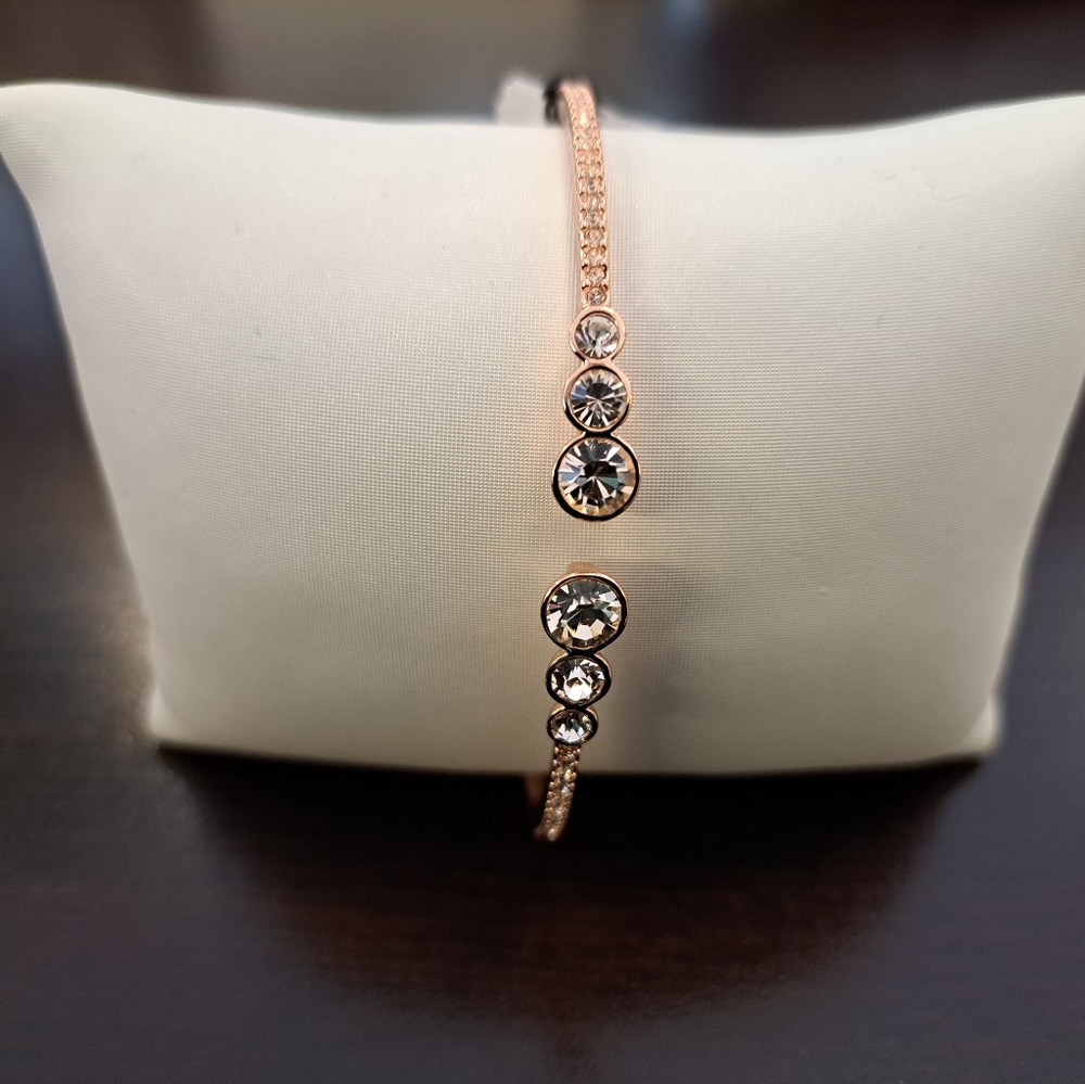 NWT Givenchy Pink Stone Pave Open Cuff Bracelet Rose Gold
